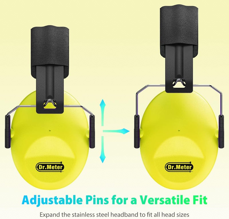 Dr.Meter Ear Protection for Kid: EM100 SNR27.4 Kids Noise Cancelling Headphones with Adjustable Headband - Kid Hearing Protection for Monster Truck Mowing Demo Derby and Concert - Yellow - Image 2